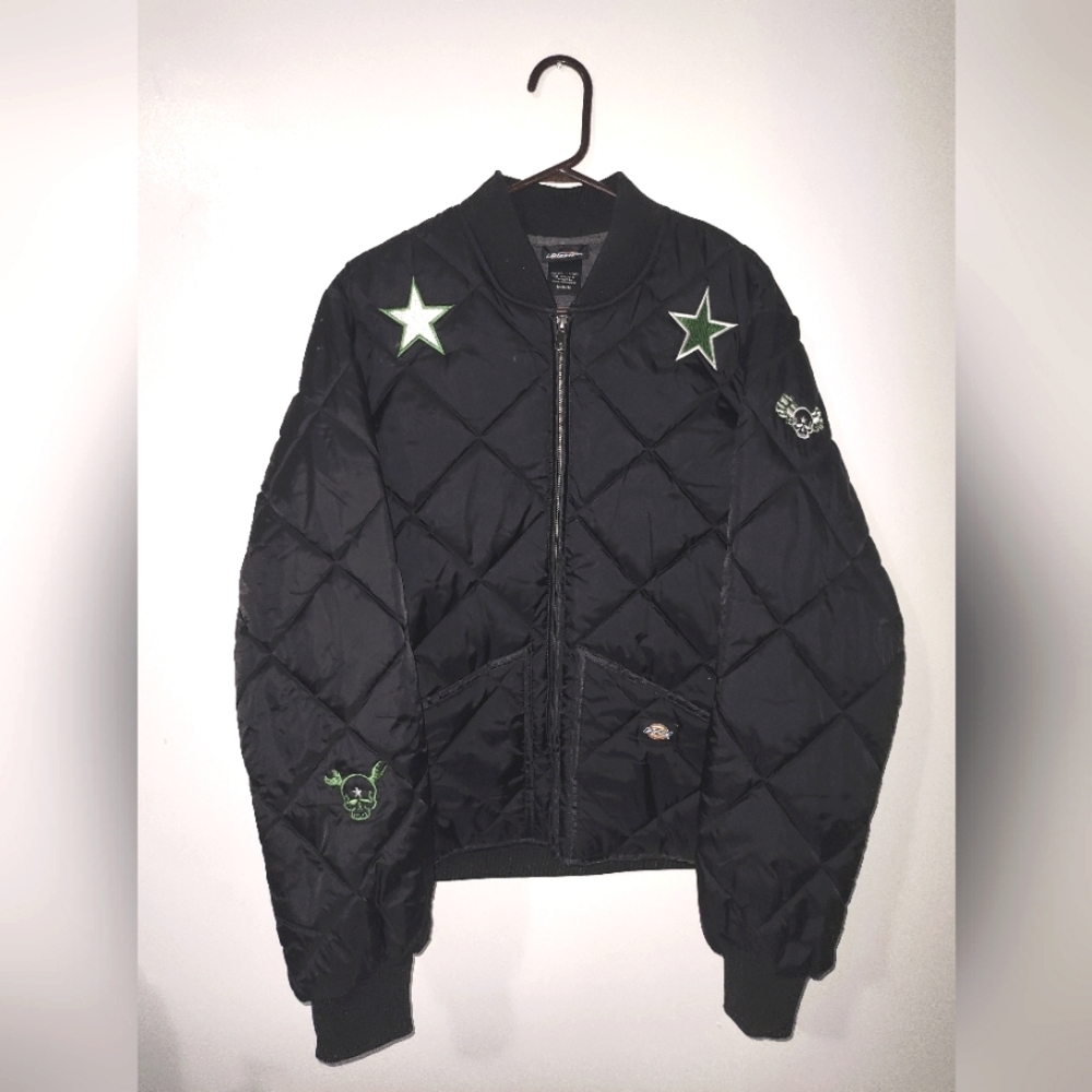 Dickies Diamond Quilted Zip Up Bomber Motorcycle Jacket Coat Men's Size Medium